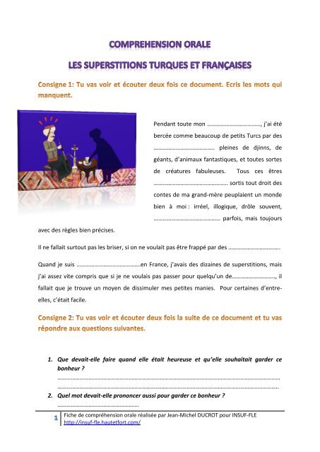 Fiche De Comprãhension Orale Insuf Fle