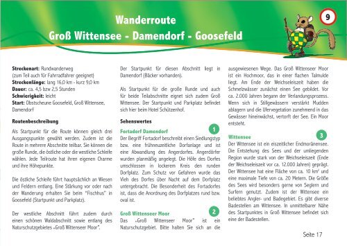 Wanderroute 9 : GroÃ Wittensee - Damendorf - Naturpark HÃ¼ttener ...