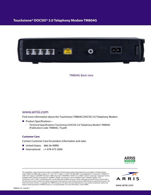 8x4 Ultra-High Speed Telephony Modem TM804G - Arris