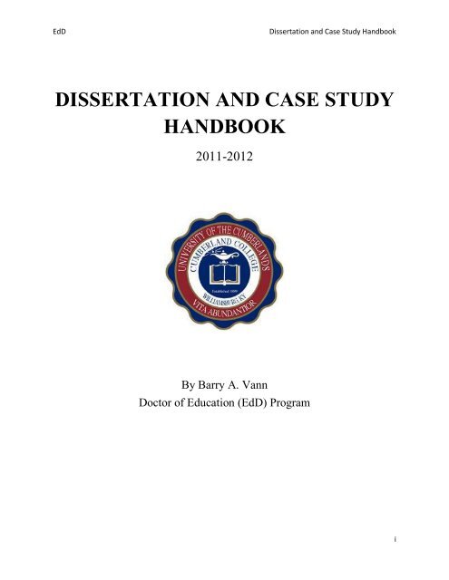 university of the cumberlands dissertation handbook