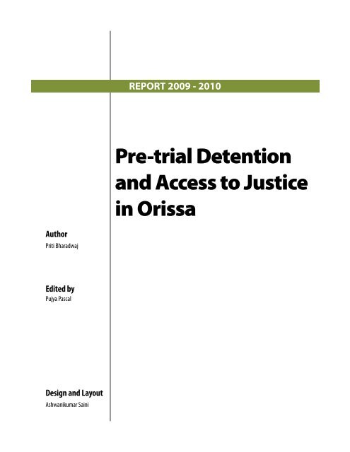 Pre-trial Detention and Access to Justice in Orissa - Commonwealth ...