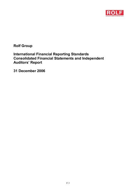 Rolf Group International Financial Reporting ... - Irish Stock Exchange