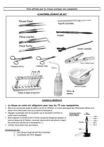 Fiche mÃ©thode pour les travaux pratiques avec manipulation