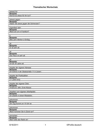 1. Wortliste A2 mit BeispielsÃ¤tzen - limba germana