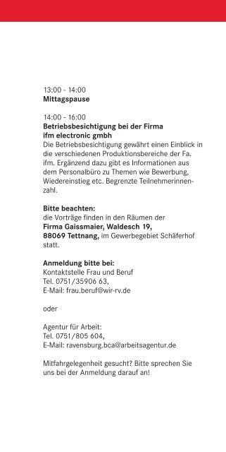 Infotag Wiedereinstieg - WiR GmbH Landkreis Ravensburg