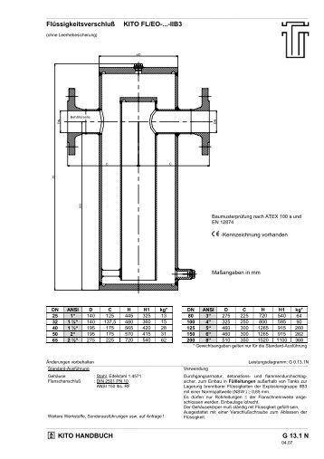 KITO HANDBUCH G 13.1 N FlÃ¼ssigkeitsverschluÃ KITO FL/EO-...-IIB3