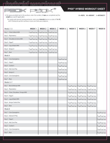 P90XÂ® HYBRID WORKOUT SHEET - Team Beachbody