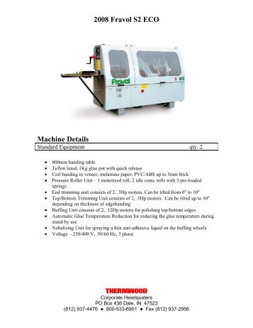 Fravol inventory list - Thermwood