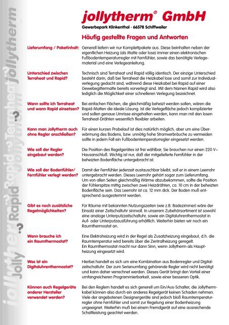 J ollytherm jollytherm jollytherm Terraheat Rapid Rapid Jolly