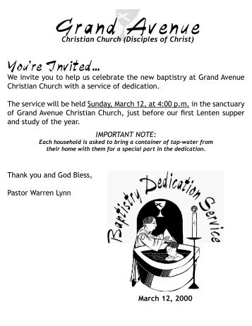 Baptistry dedication invitation - Christian Church (Disciples of Christ)