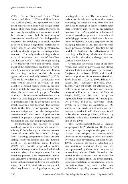 International Coaching Psychology Review, 4.2, September 2009