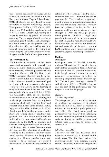 International Coaching Psychology Review, 4.2, September 2009