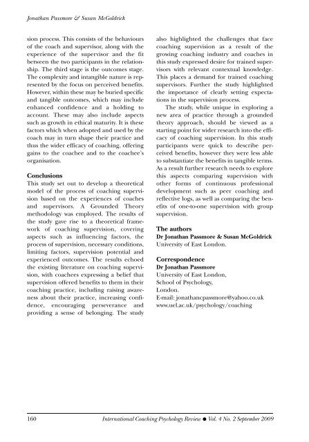 International Coaching Psychology Review, 4.2, September 2009