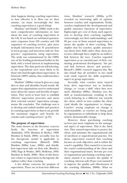 International Coaching Psychology Review, 4.2, September 2009