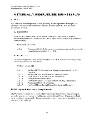 historically underutilized business plan - Texas Department of Public ...