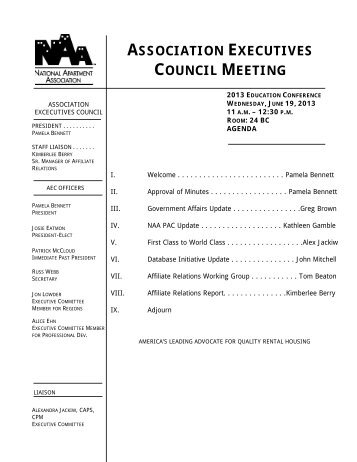 Education Committee Meeting Agendas - National Apartment ...