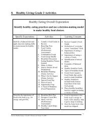 8. Healthy Living Grade 2 Activities - Region of Peel