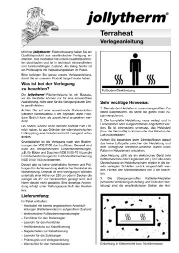 jollytherm® Terraheat Verlegeanleitung