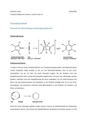 Versuchsprotokoll Versuch 2.2: Herstellung von Hexaphenylbenzol