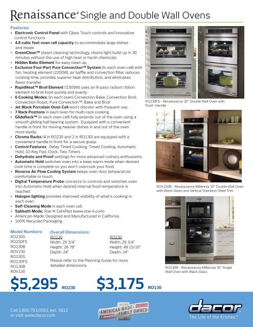 Download Renaissance Wall Oven Sales Flyer - Hawaii - Dacor
