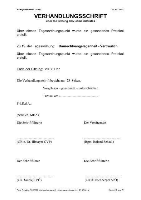 2. GR - Sitzung - Turnau