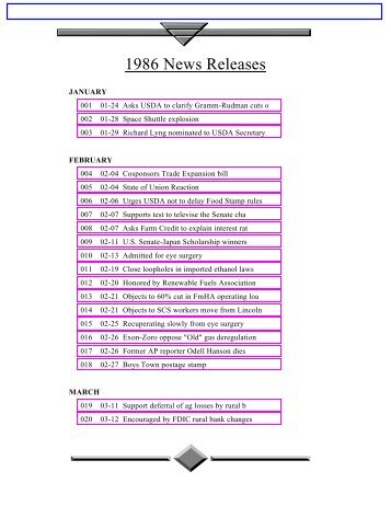 1986 News Releases - The Exon Library