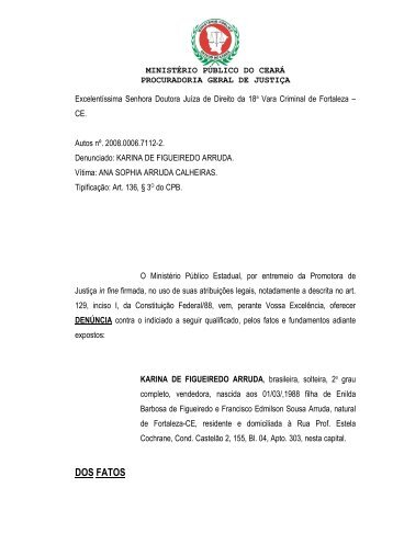 (Den\372ncia - Art. 136, CPB) - MinistÃ©rio PÃºblico do Estado do CearÃ¡