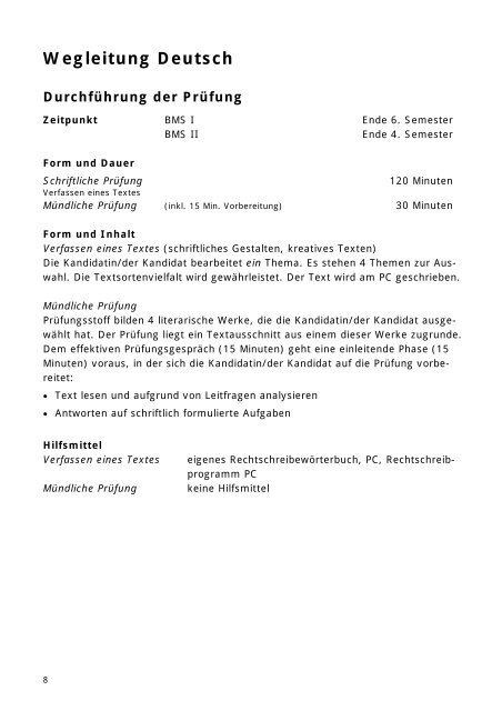 Wegleitung BMS II 10-12 (242 KB) - Bildungszentrum kvBL