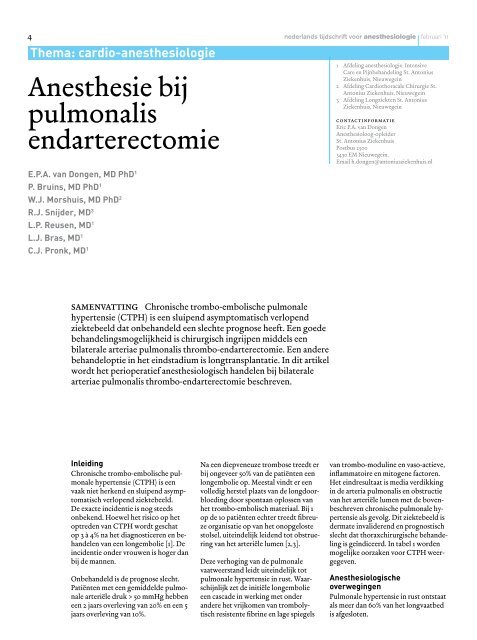 Thema: cardioanesthesiologie - Nederlandse Vereniging voor ...