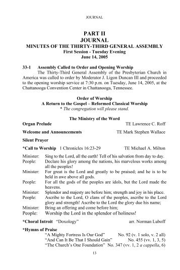 Minutes of the Thirty-Third General Assembly of the Presbyterian ...