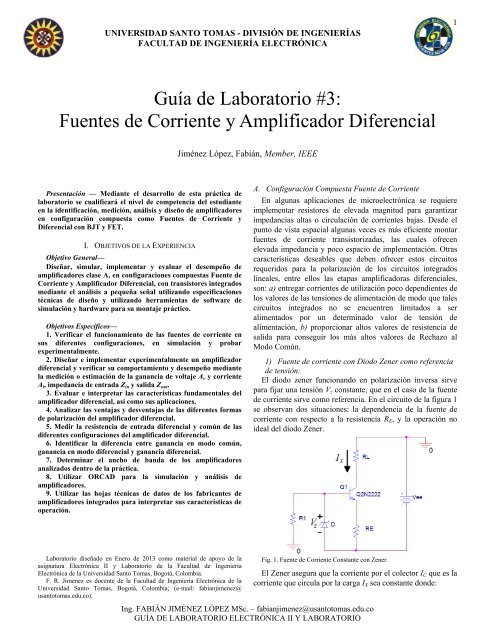 Guía de Laboratorio #3: Fuentes de Corriente y Amplificador Diferencial