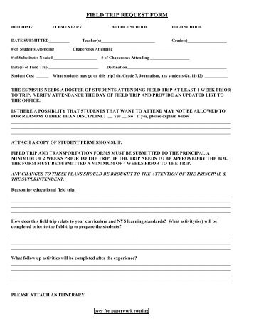 FIELD TRIP REQUEST FORM