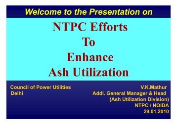 Efforts of NTPC for Ash Utilization - India Core