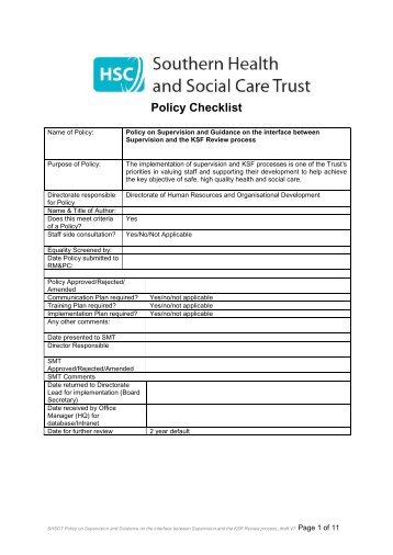 Supervision Policy - Southern Health and Social Care Trust