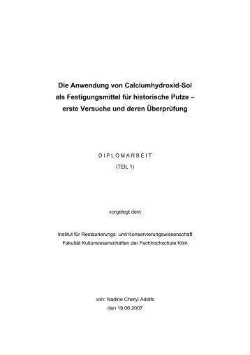 Die Anwendung von Calciumhydroxid-Sol als ... - icvbc