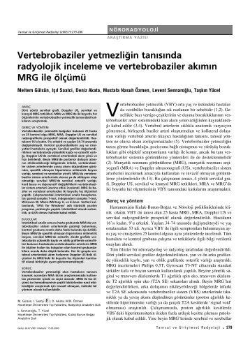 Vertebrobaziler yetmezli¤in tan›s›nda radyolojik inceleme ve ...