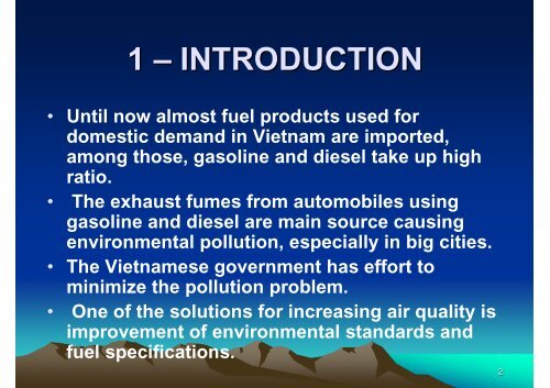 PROGRESS IN FUEL QUALITY IMPROVEMENT IN VIETNAM