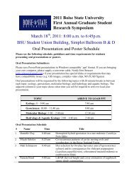Schedule of Presentations - Boise State University