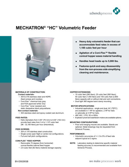 Mechatrona A œhca Volumetric Feeder Schenck Weighing Systems