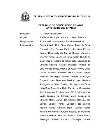 TC - 019833/026/200 - Tribunal de Contas do Estado de SÃ£o Paulo