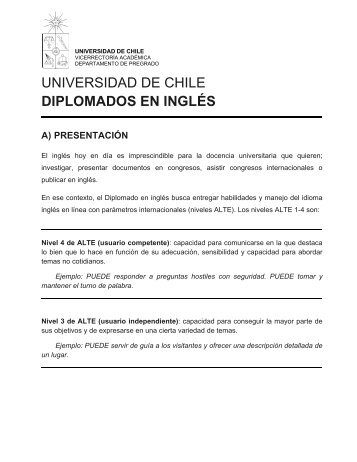 Diplomado inglés - Universidad de Chile