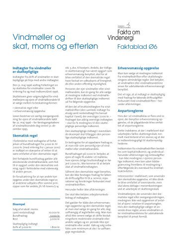 Faktablad Ø6 Vindmøller og skat - Danmarks Vindmølleforening