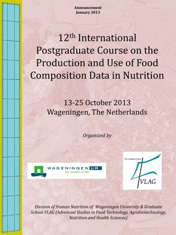 Production and use of food composition data in nutrition - Graduate ...