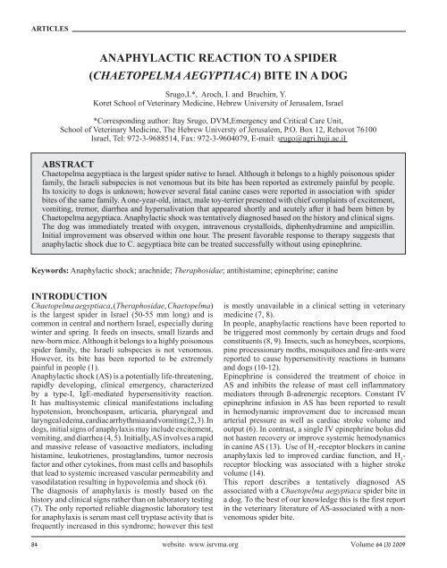 Anaphylactic Reaction Pdf Israel Journal Of Veterinary Medicine