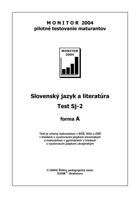 SlovenskÃ½ jazyk a literatÃºra Test Sj-2