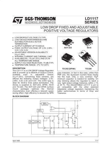 lm1117 ld1117 positive voltage regulators - 320Volt