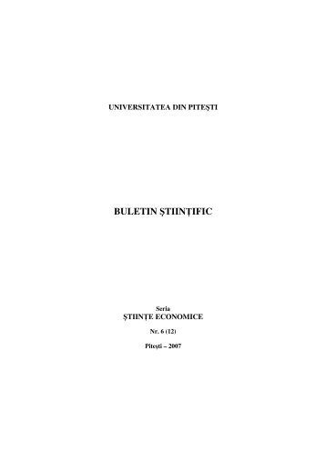 buletin Åtiin ific - Facultatea de Stiinte Economice - Universitatea din ...