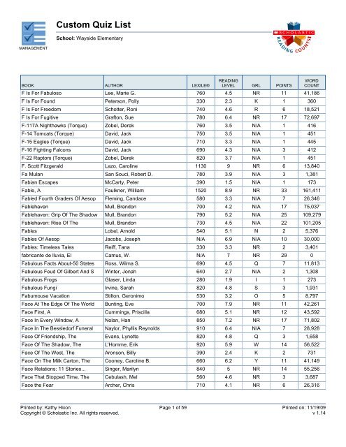 Custom Quiz List (Page 2) - Bartlesville Public Schools