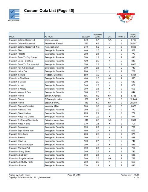 Custom Quiz List (Page 2) - Bartlesville Public Schools