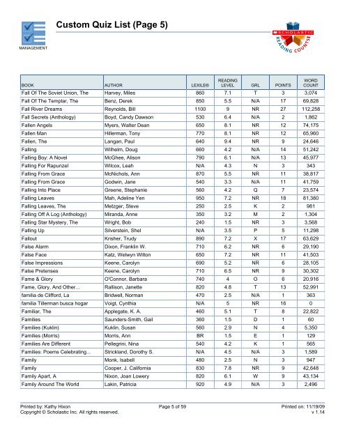 Custom Quiz List (Page 2) - Bartlesville Public Schools